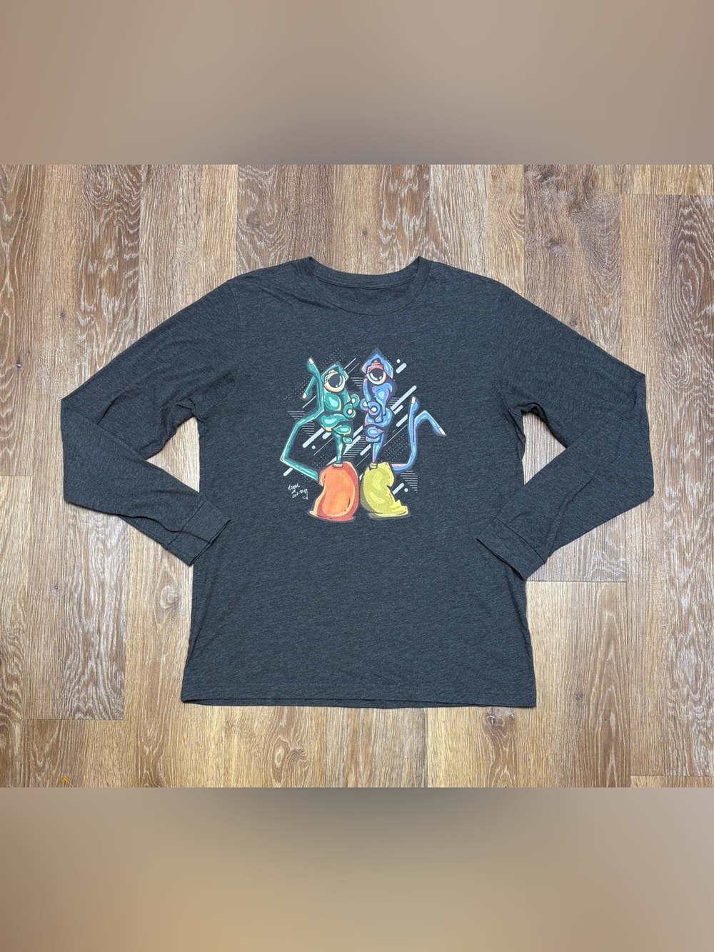 Kids Long-Sleeve Graphic Tee - Charcoal with Colorful Pop Art